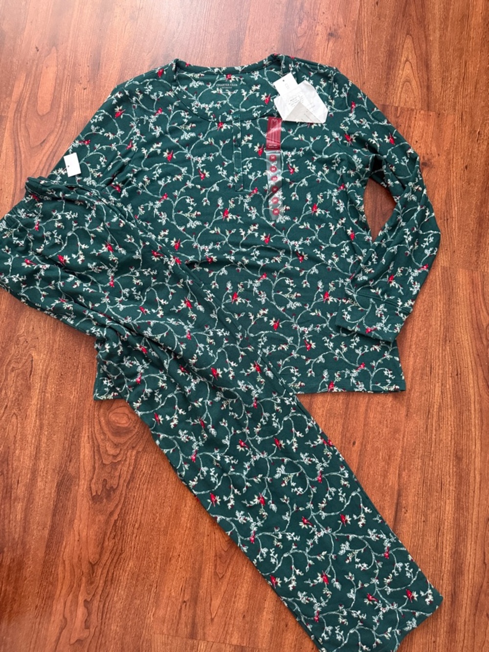 Charter Club Green Floral-Print Women's Pajama Set